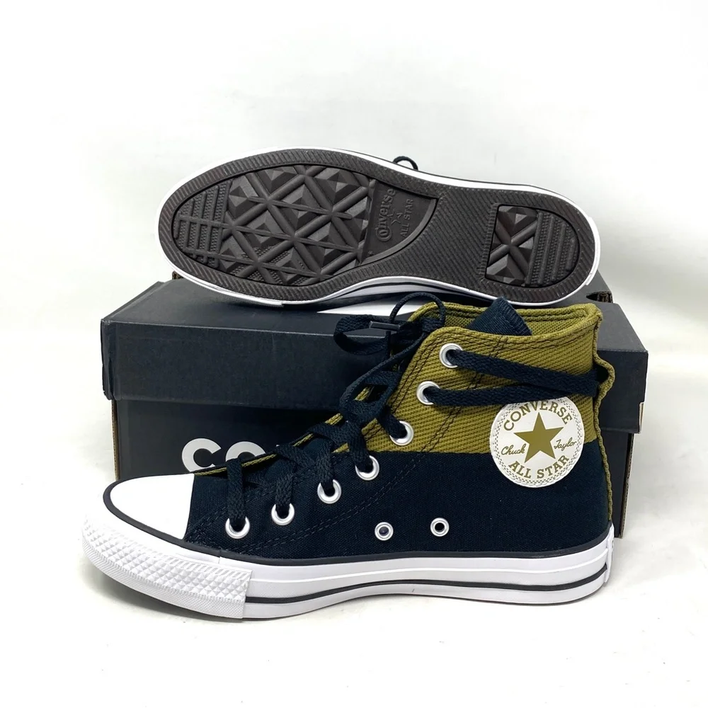 Converse Chuck Taylor High Shoes Women Size Khaki Black Canvas Sneakers A04512F - Picture 5 of 9
